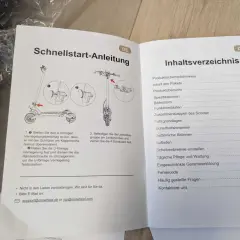 Schnellstart-Anleitung und Inhaltsverzeichnis für e-scooter papiere. Enthält Aufbau, Sicherheit und Wartung.