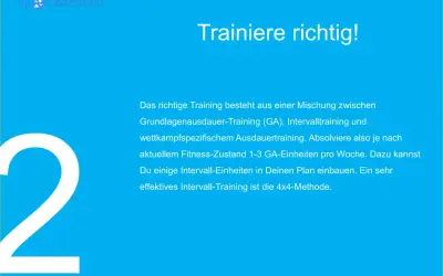 Trainiere richtig! Das richtige Training kombiniert Grundlagenausdauer und Intervalltraining. Für deinen Cooper Test Training baue 1-3 GA-Einheiten und Intervalltraining ein.